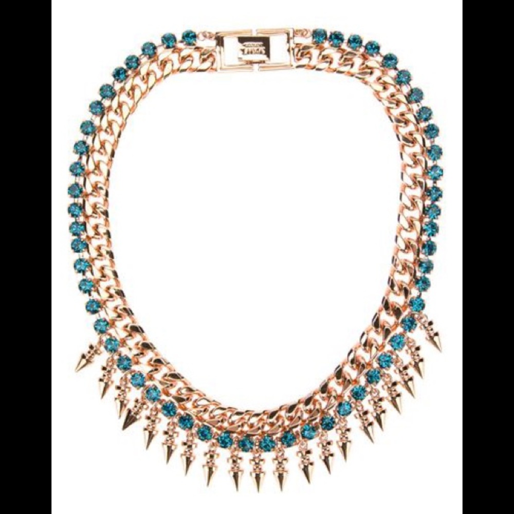 Mawi Metal Crystal Gold Claw Set Spike Necklace